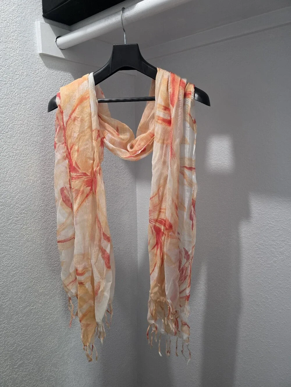 Women's Peach Orange White Scarf